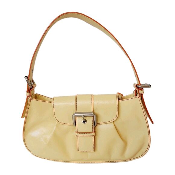 Hype Leather Yellow Red Seams Y2K Tote/Shoulder Purse - Picture 12 of 13